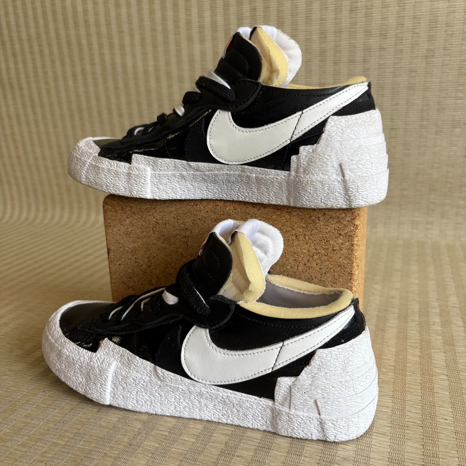 Nike Sacai Blazer Low Shoes Mens Size 7.5 Black White Leather Sneaker DM6443-001