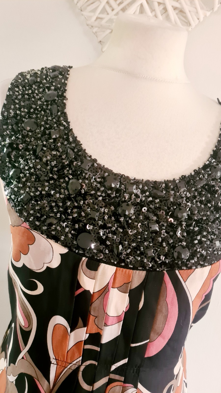 Dorothy Perkins Black Brown Pink Tie Waist Cotton Sleeveless Summer Dress UK 18