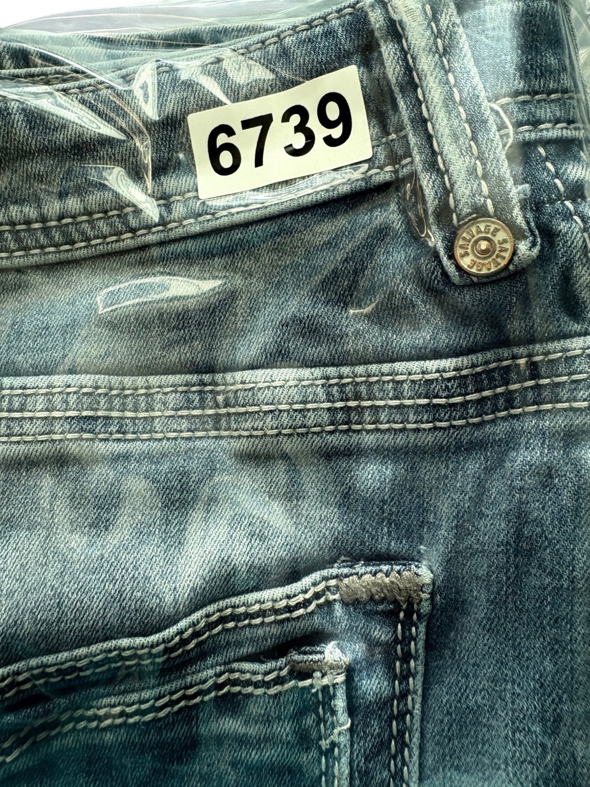 Buckle Salvage Anarchy Straight Regular Fit Jeans Mens 36 Blue Whiskering Denim