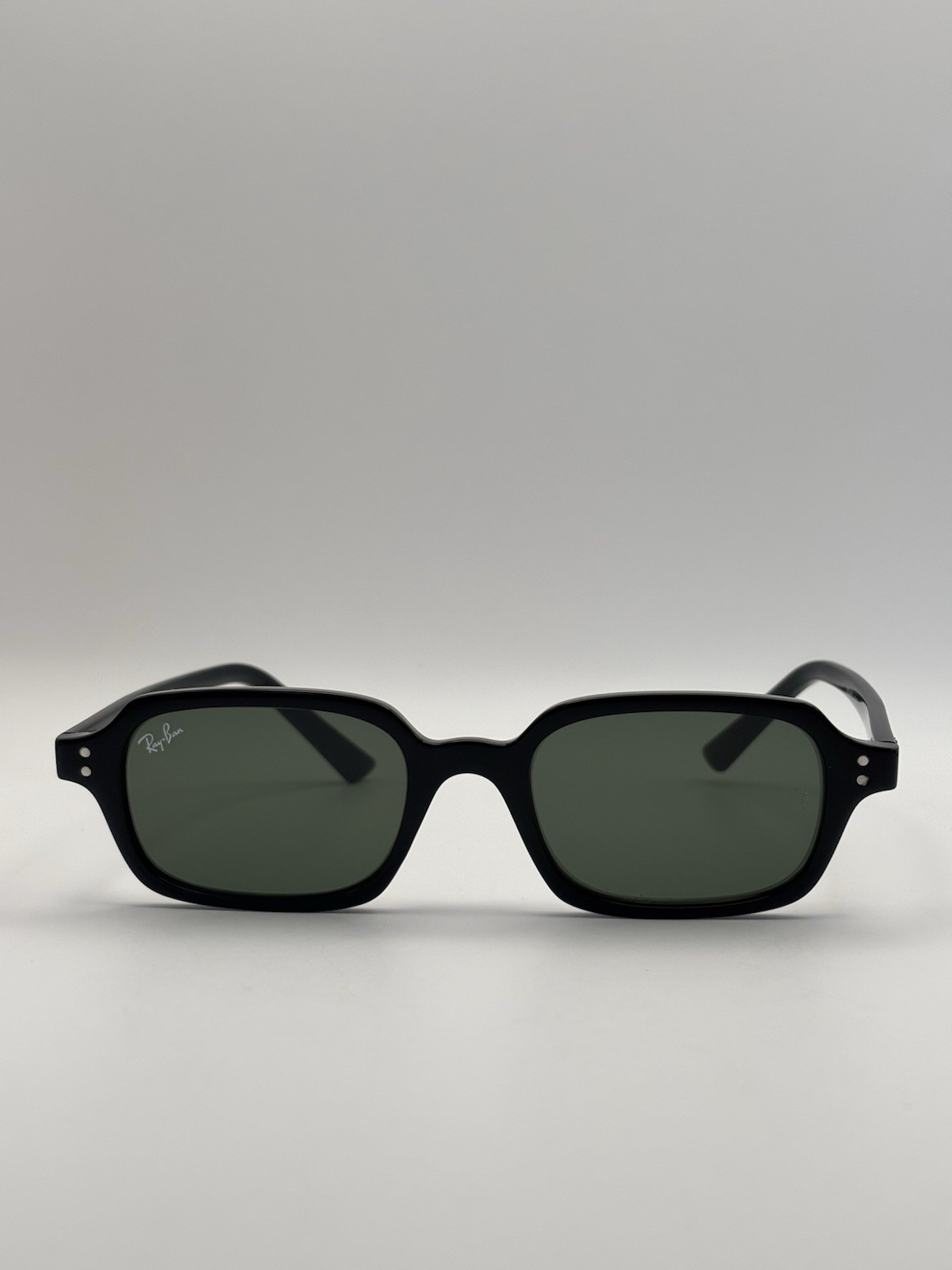 Ray-Ban RB4455 Zuri Rectangle Sunglasses Black Plastic Frame Green Tinted 145mm