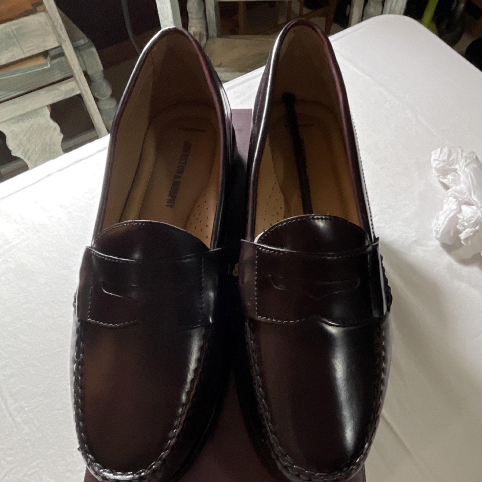 Johnston & Murphy Hayes Penny Men’s Burgundy Leather Loafers 10.5W 15-1093