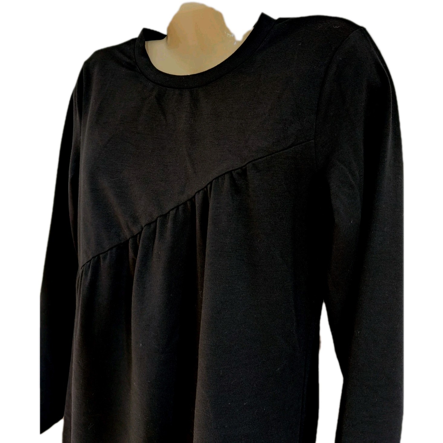 Pretty Garden Brand Womens Black Long Sleeve Diagonal Seam casual Mini Dress Sm