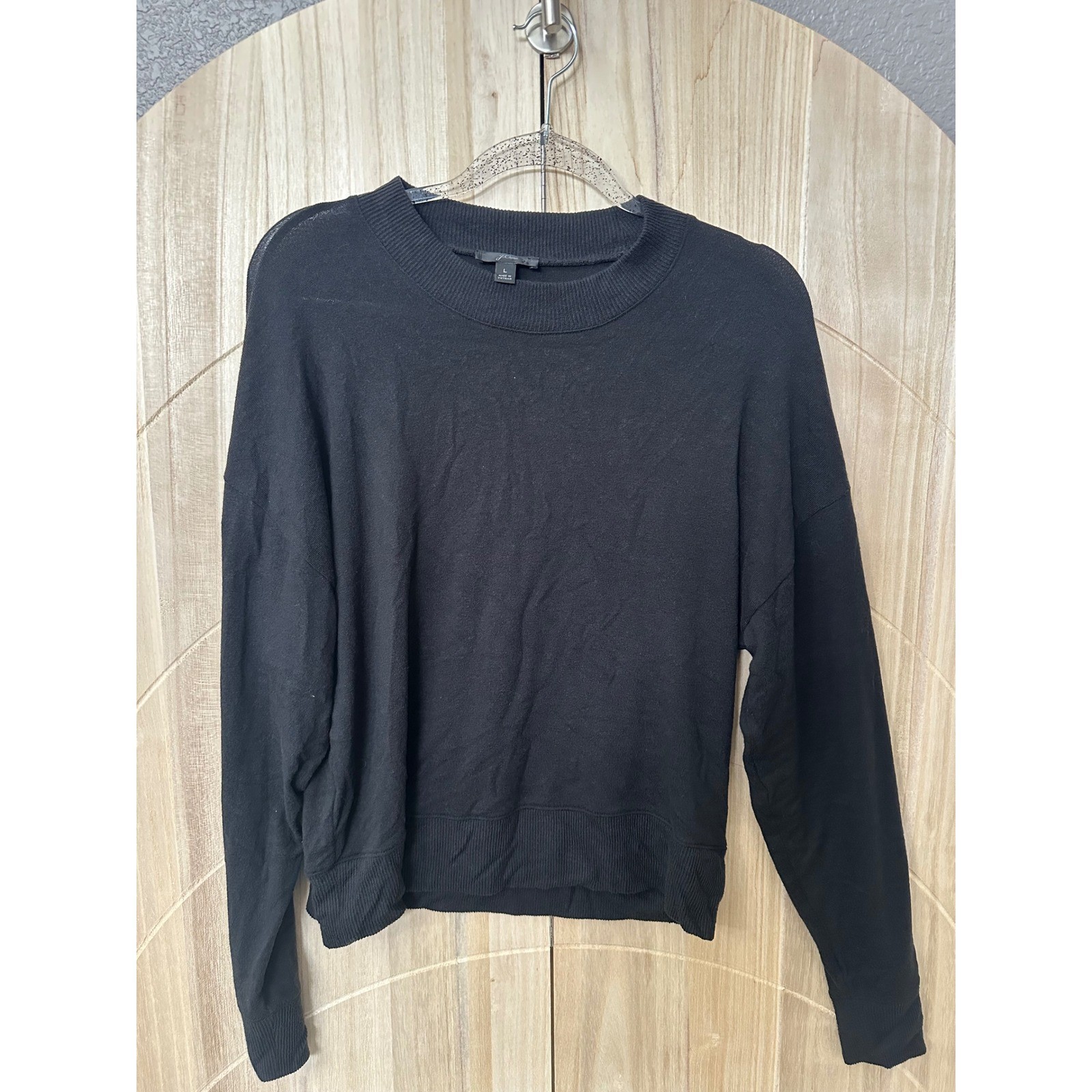 J.Crew Womens Black Crewneck super cozy mock neck Pullover Casual Top Sweatshirt