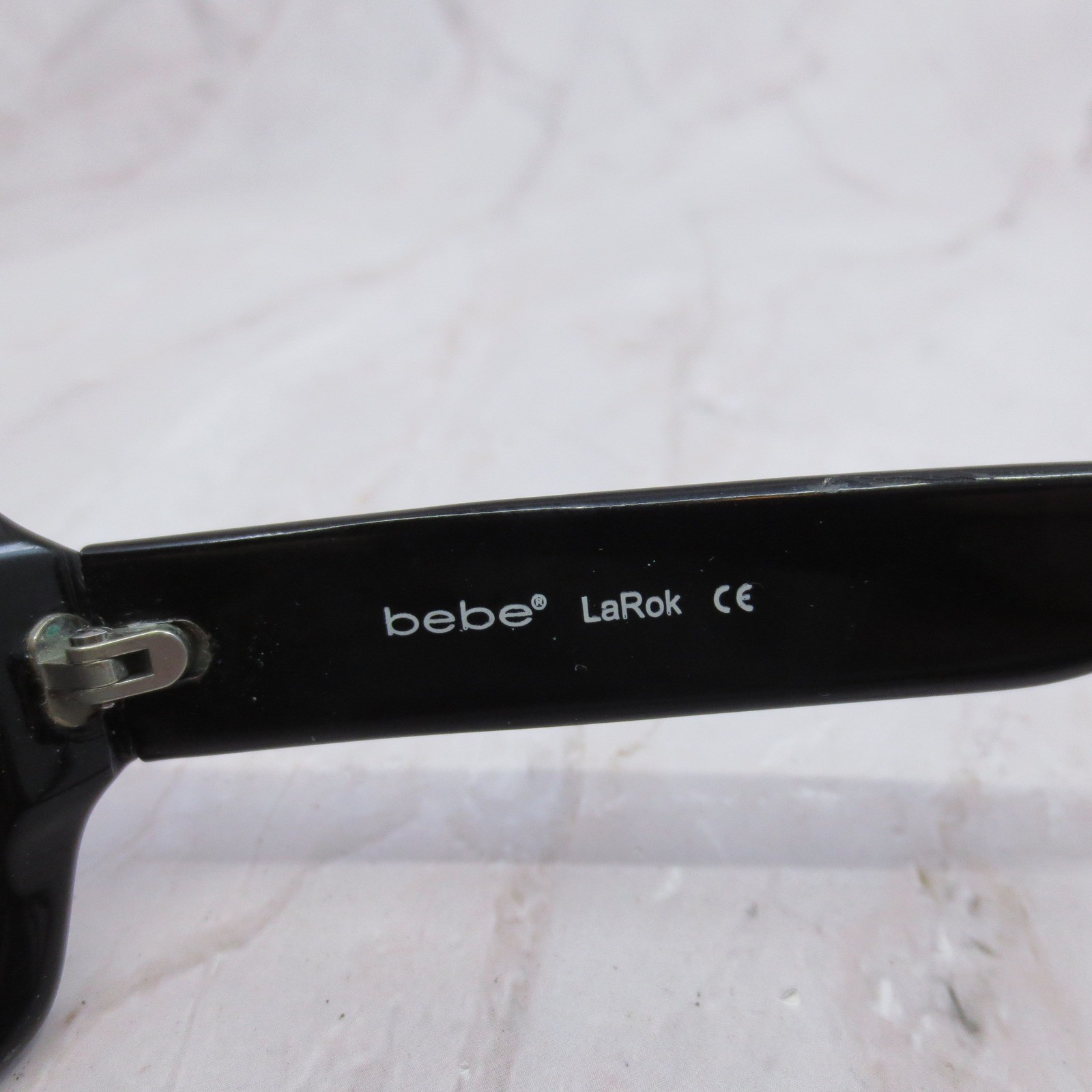Bebe LaRok Sunglasses Black Rectangular Rhinestone Logo Frames 55-18-130
