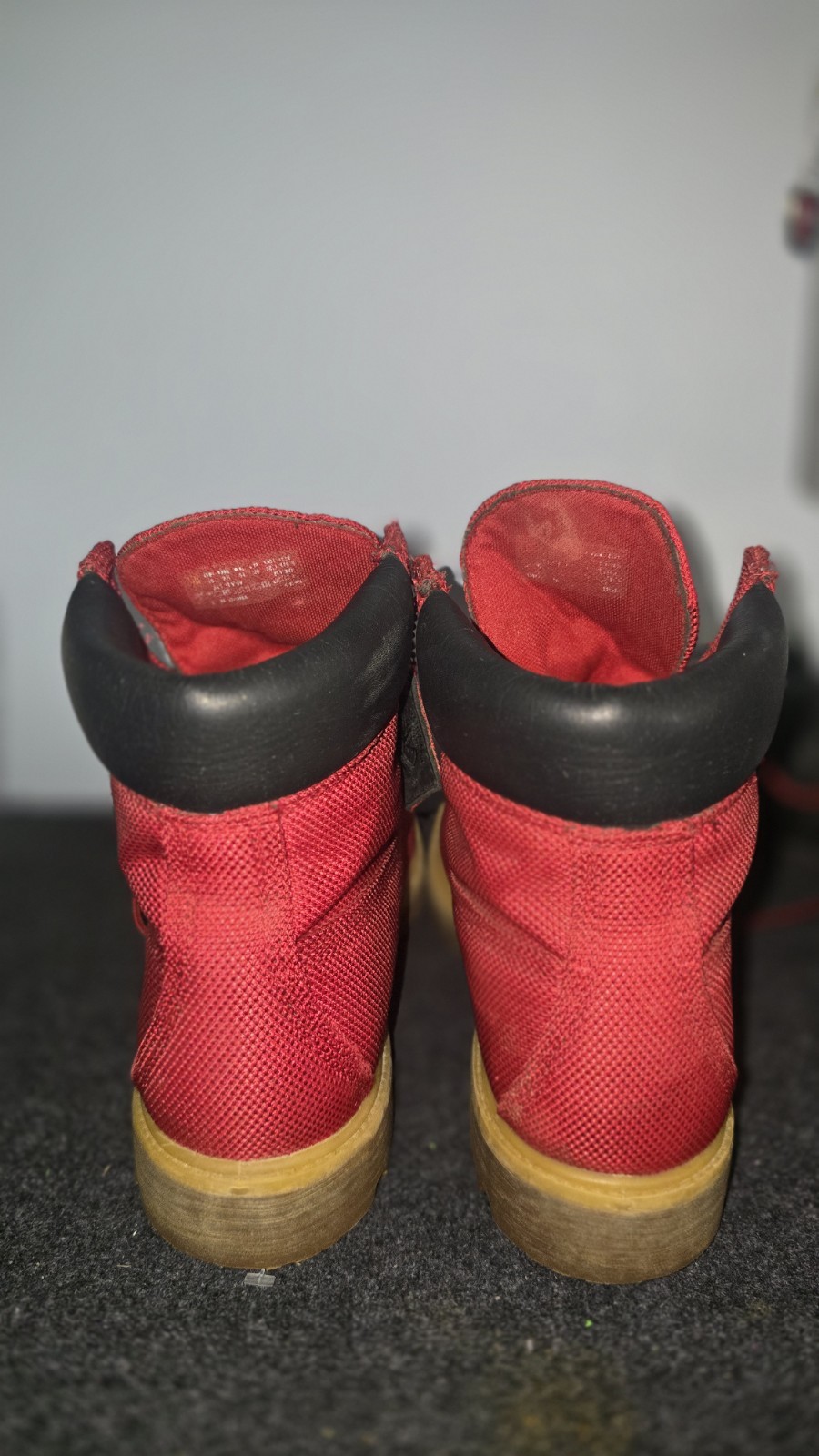 Timberland 6 Inch Premium Boots Red Mesh Canvas Waterproof Mens Size 9.5