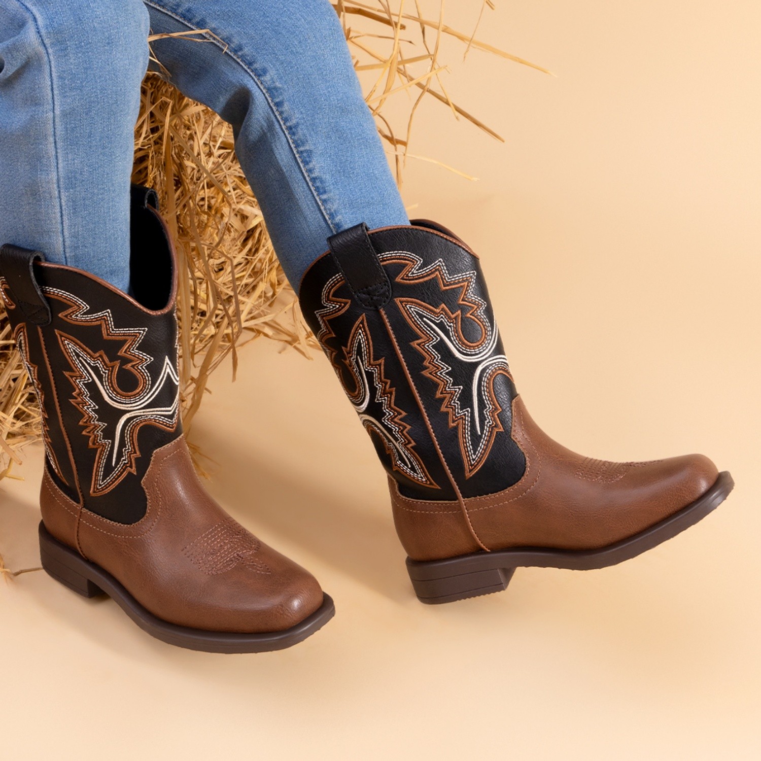 Kids Boys Girls Cowboy Cowgirl Boots Western Boots Mid Calf Youth Riding Boots