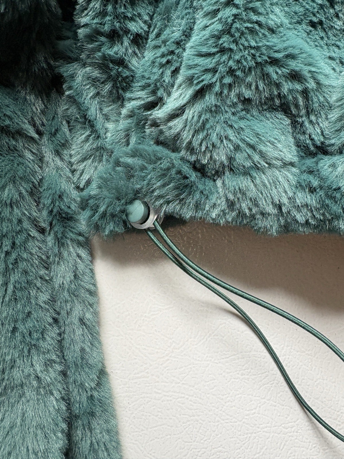 Almost Famous Women’s Green Full Zip Fleece Faux Fur Jacket, 70s Style XL