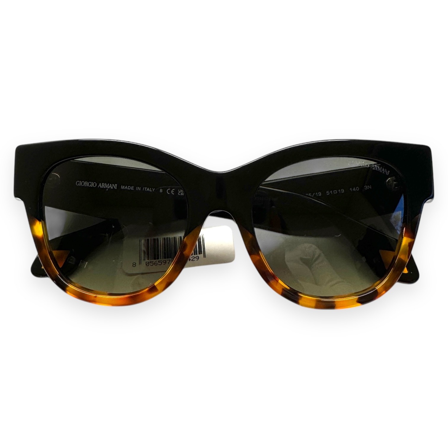 Giorgio Armani Sunglasses AR 8195U Polished Black Brown Yellow Havana w/case