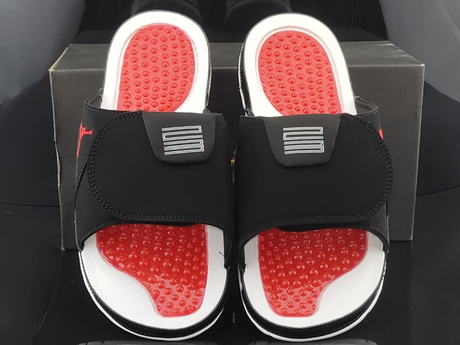Air Jordan hydro slides black/red/white