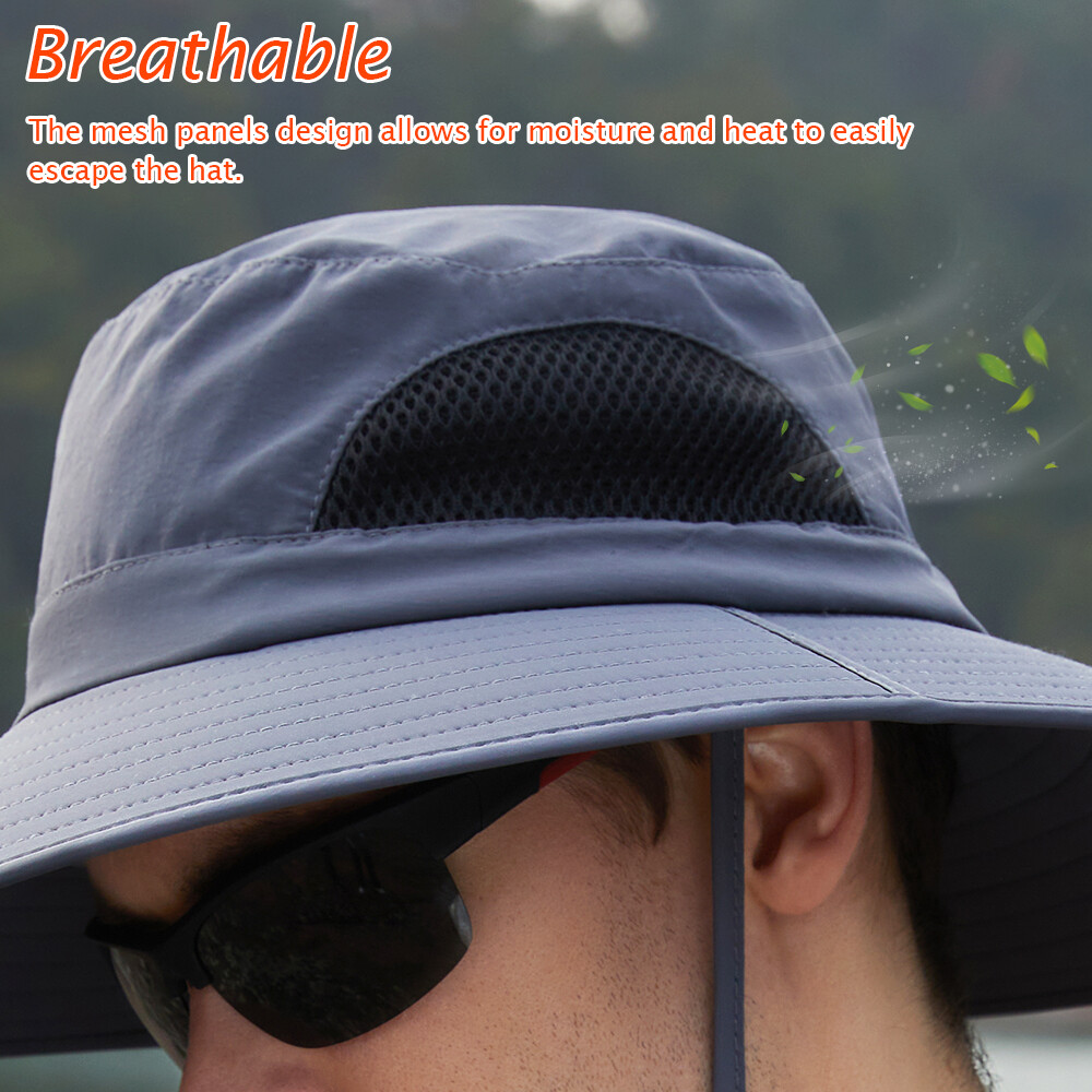 Wide Brim Sun Hat UV Protection Bucket Cap For Hiking Camping Fishing Safari
