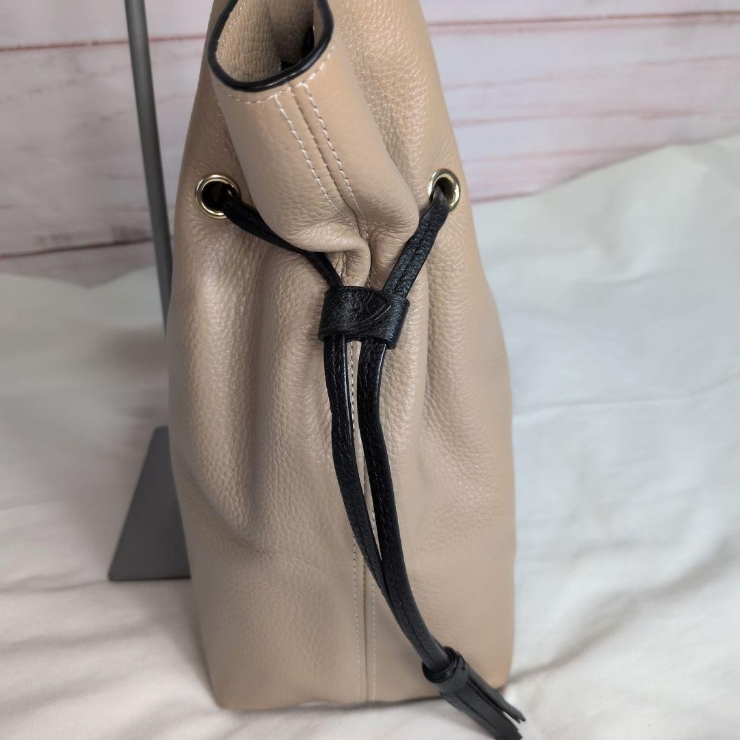 COACH Andy Tote Shoulder Bag CA165 Leather Beige x Black