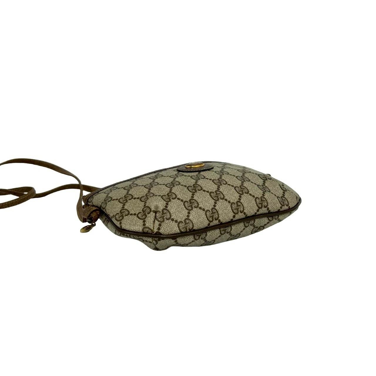 GUCCI Vintage Old Gucci GG Logo Pattern Leather Mini Shoulder Bag Pochette Brown