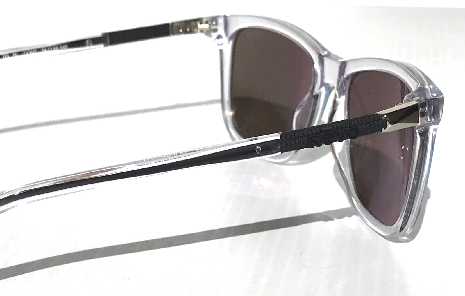 NEW REVO COVE Shiny Crystal Clear POLARIZED Blue Lens Sunglass 1164N 09 BL