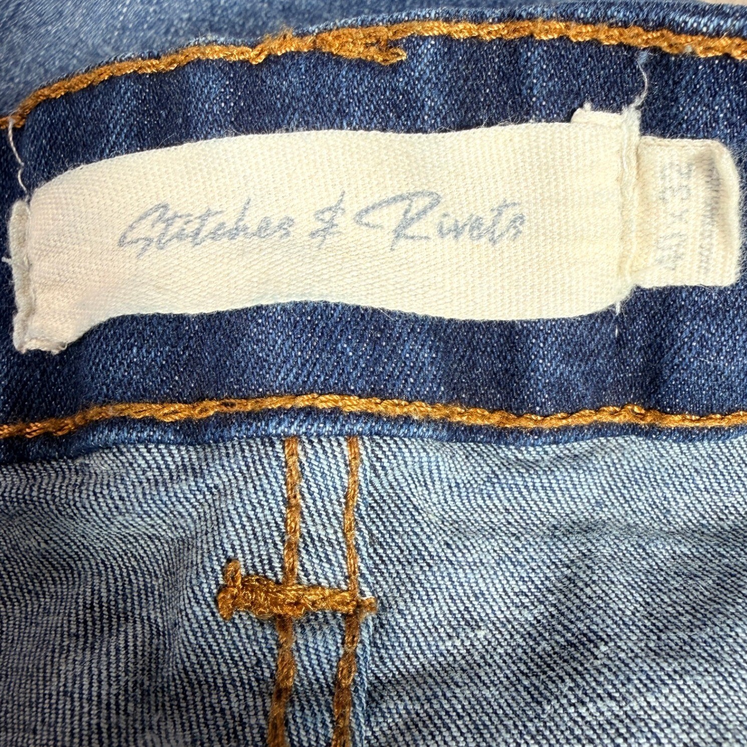 Stitches & Rivets Denim Jeans Mens 40 x 31 Blue Straight Leg Stretch Workwear