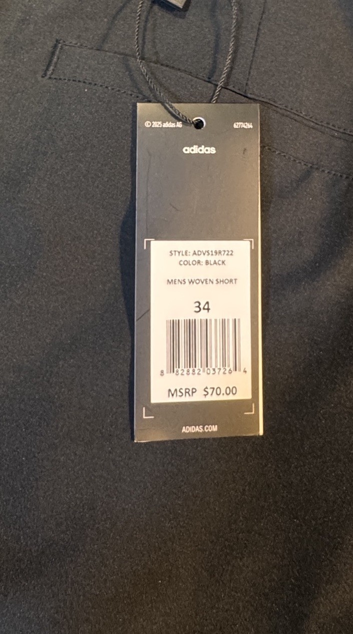 $70 Adidas Golf Ultimate 365 Woven Shorts 10”-Black- Size: 34W – New Tags