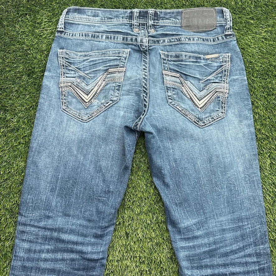 Salvage Havoc Slim Straight Jeans Mens 31×32 32R Blue Denim Distressed