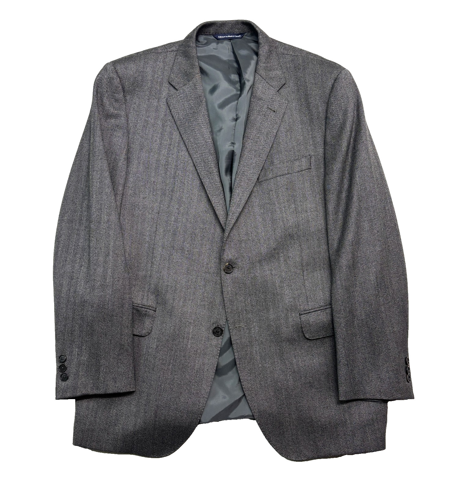 Luca diMarco Bespoke 44R Gray Herringbone Blazer Jacket Sport Coat Flannel Wool