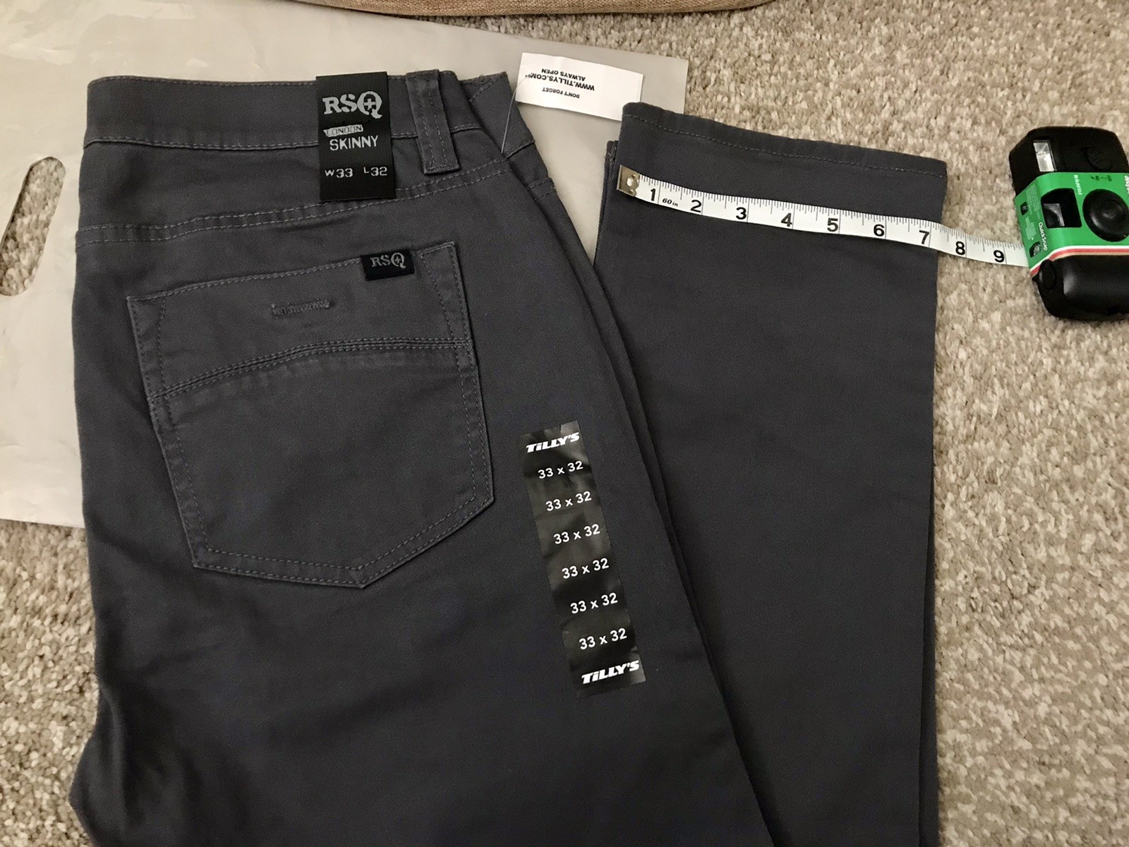 RSQ Gray London Soft Skinny Stretch Jeans Men W33xL32