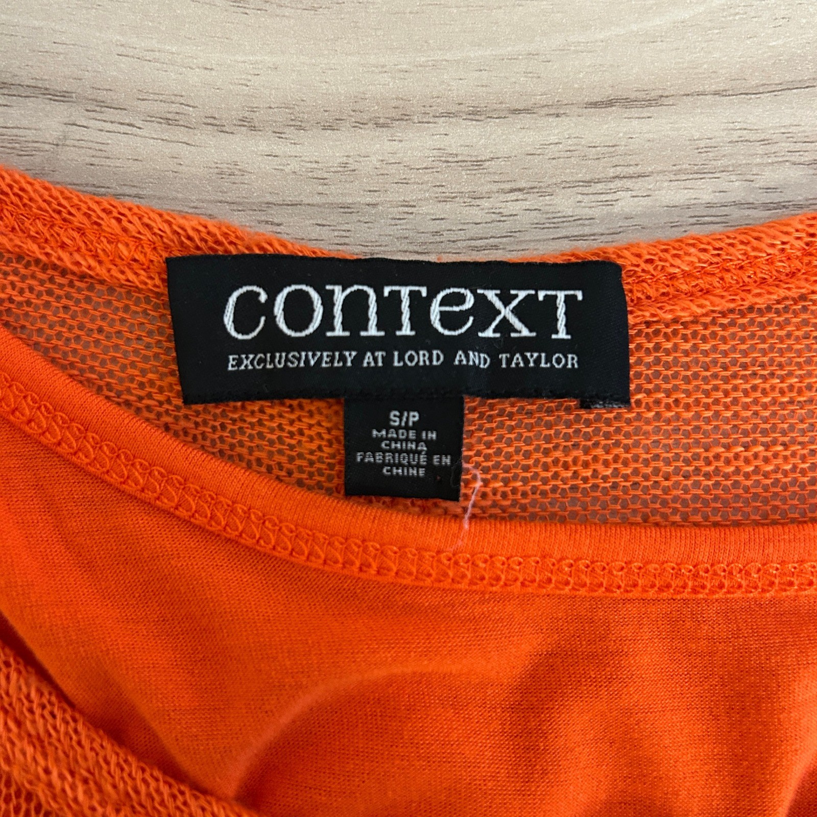 Context Orange Button Back Knit Top Oversized 3/4 Sleeve Small