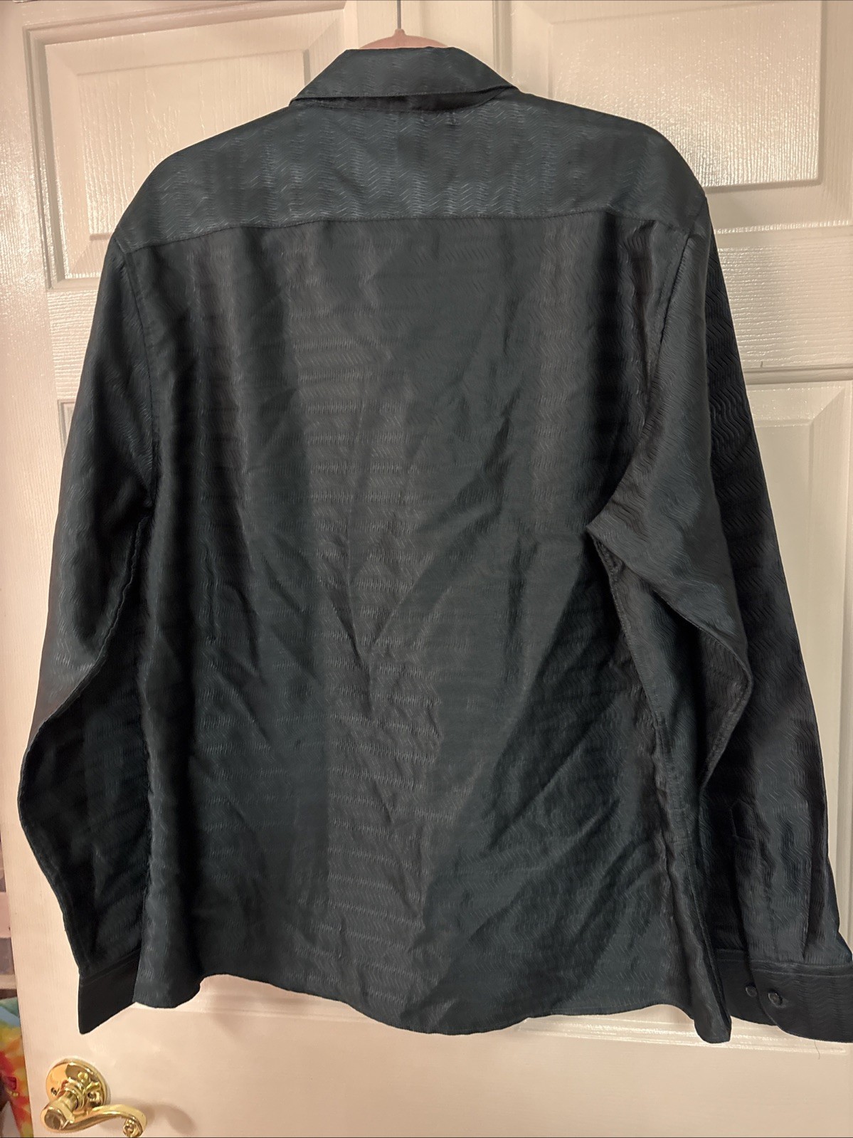 Barry Wang Men’s Green Print Button-Down Dress Shirt – XL