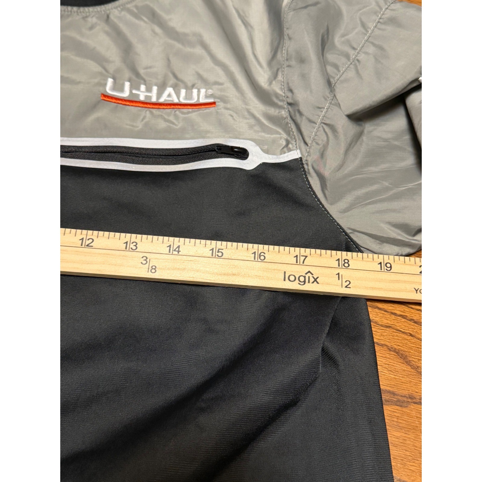 U-Haul Corporate Employee Zip Up Jacket Black Grey Reflective Mens Small