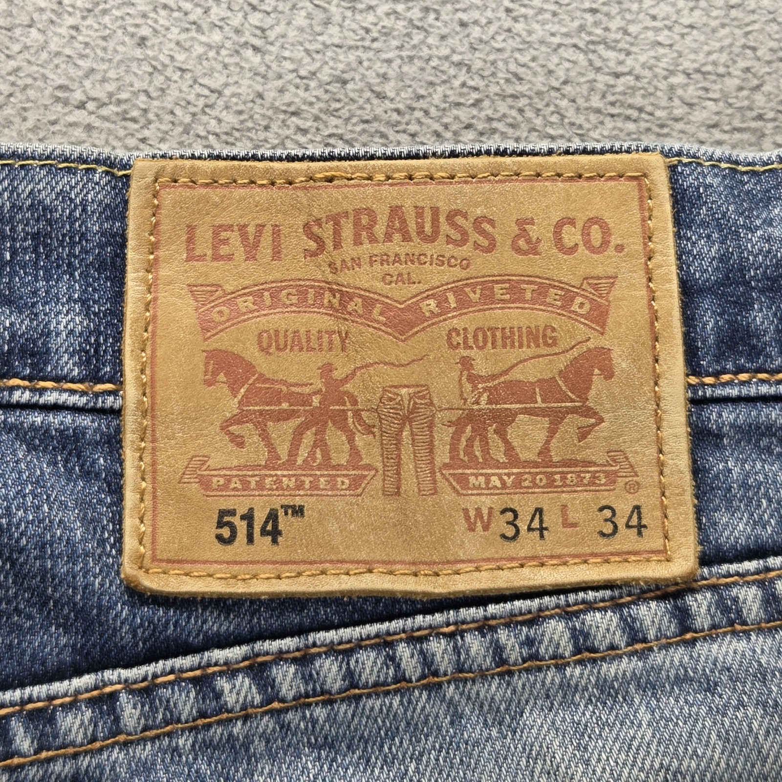 Levis 514 Jeans Mens Blue Selvedge Straight Whiskers Honeycomb Fits 36×34