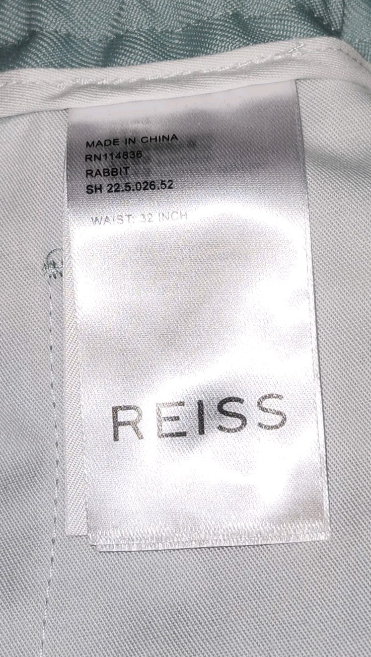 REISS Rabbit Pleat Front Solid Apple Green Trousers 32 NWT