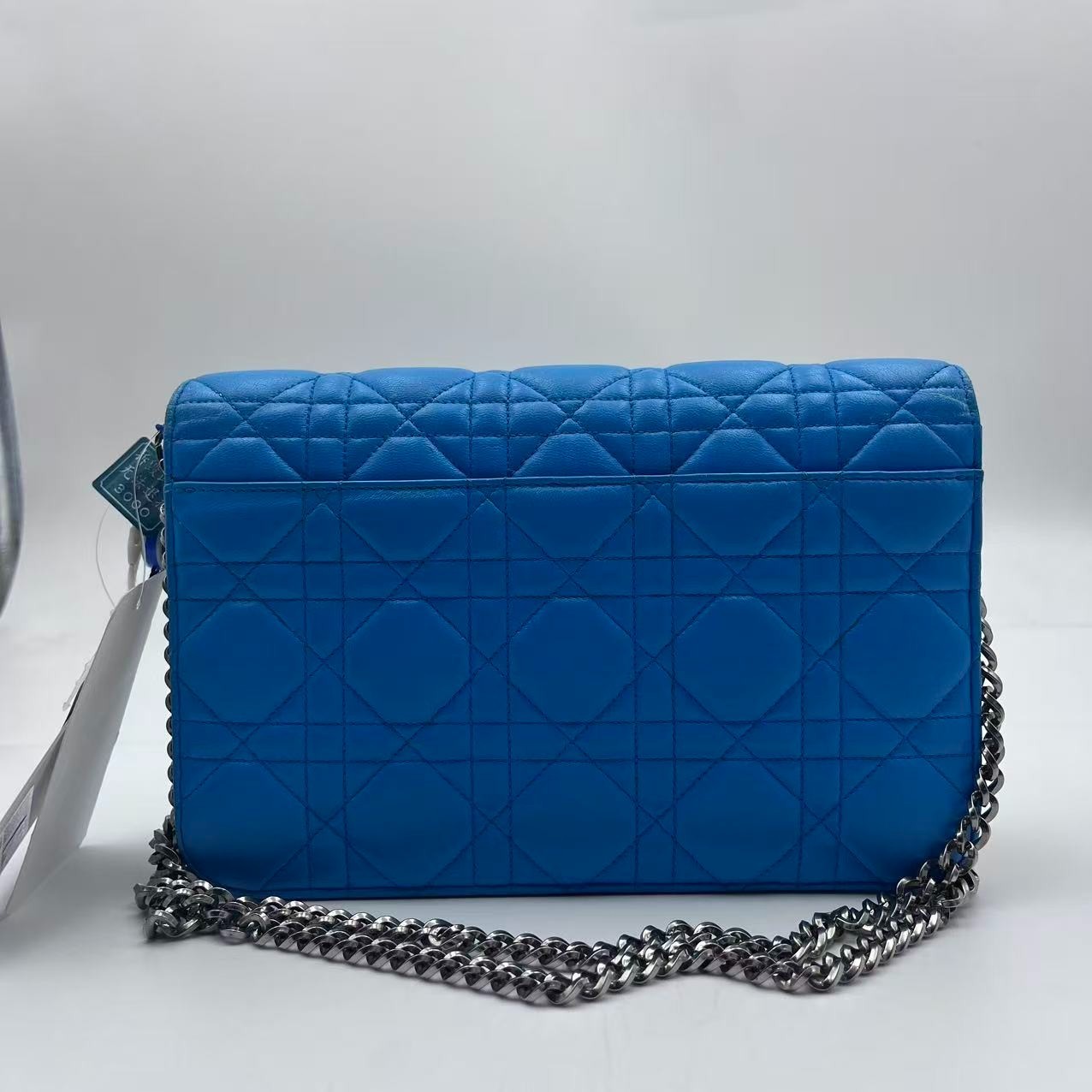H2 Dior Miss Dior Blue Rattan Plaid Chain Mouth Bag H21489