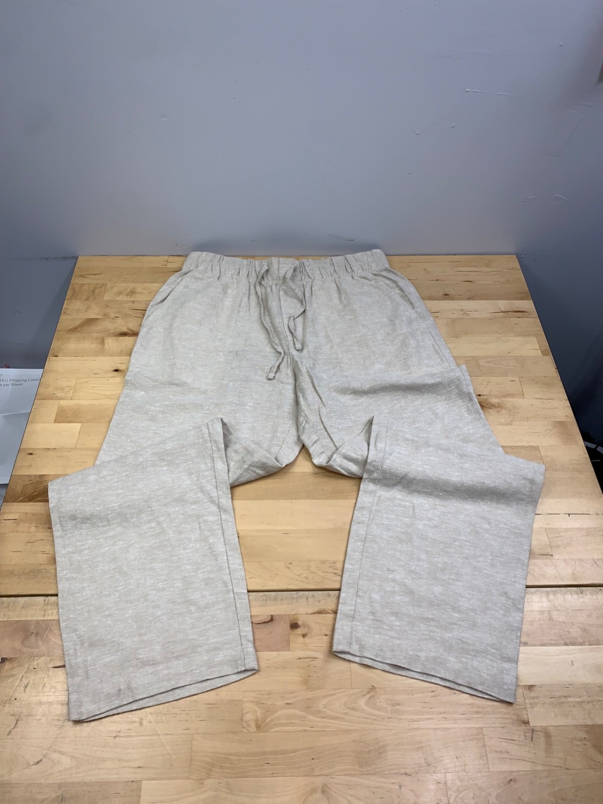 GAP Easy Pants Women S Linen Blend Beige Casual Travel Beach Drawstring 13238