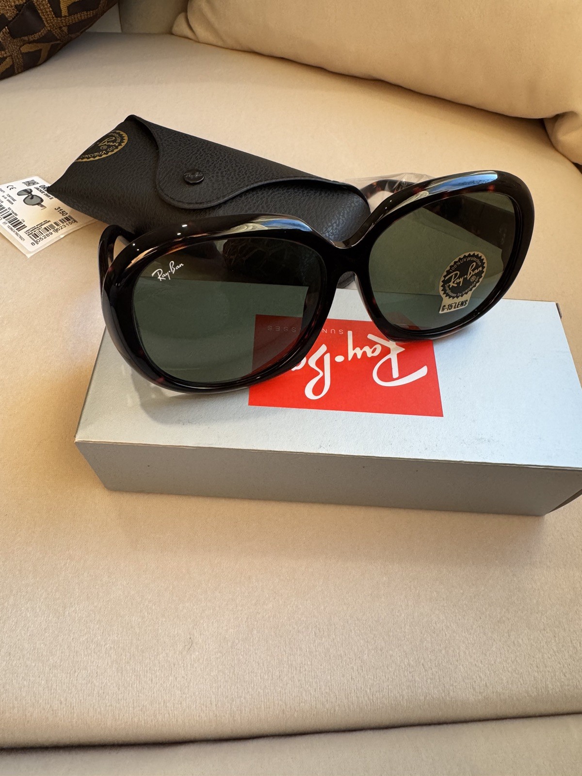 New Ray-Ban Jackie Ohh II Tortoise/ Green G15 60mm Sunglasses RB4098