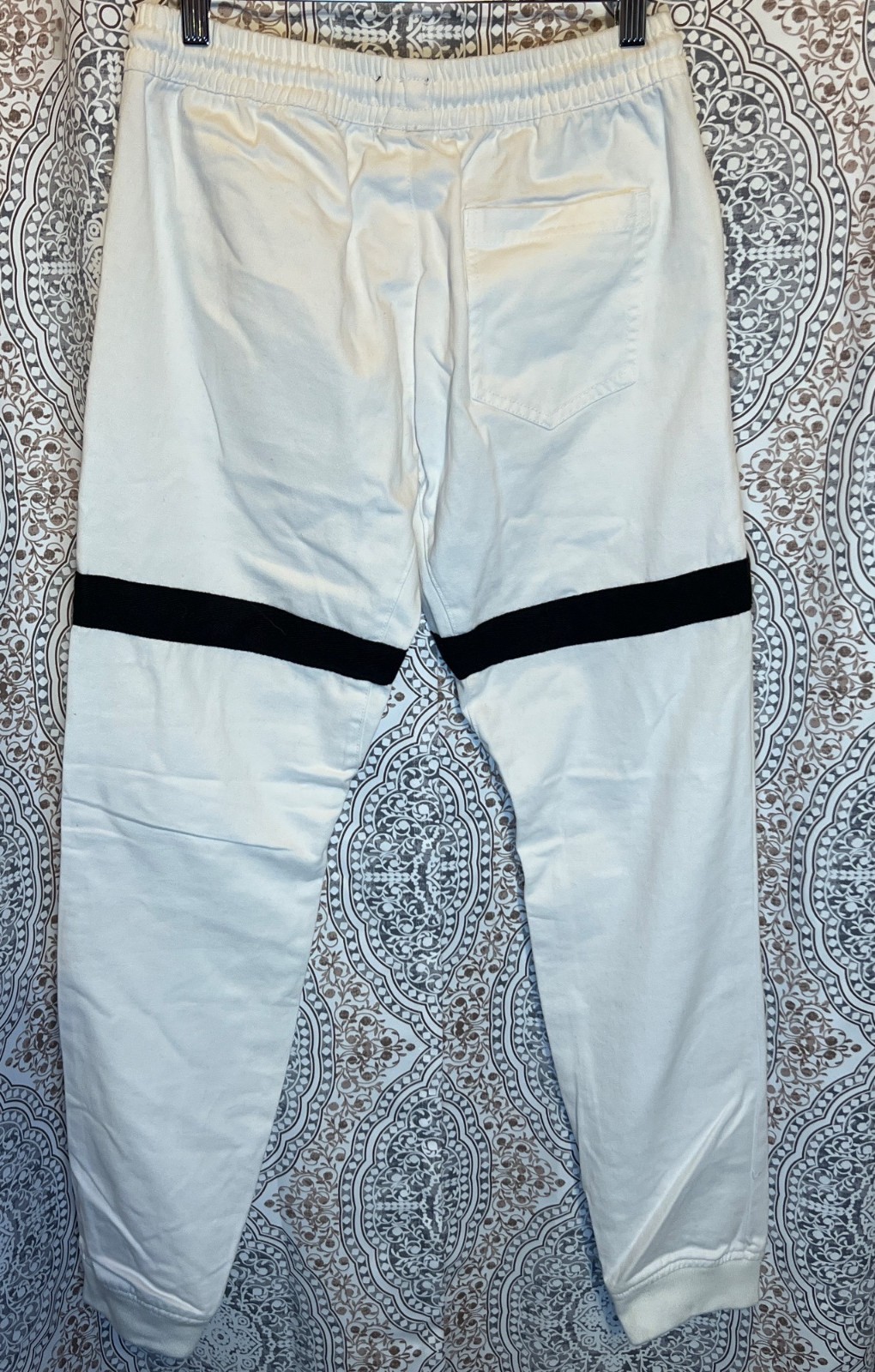 Henry & William Mens Small White Jogger Jeans W/ Black Stripe Detail