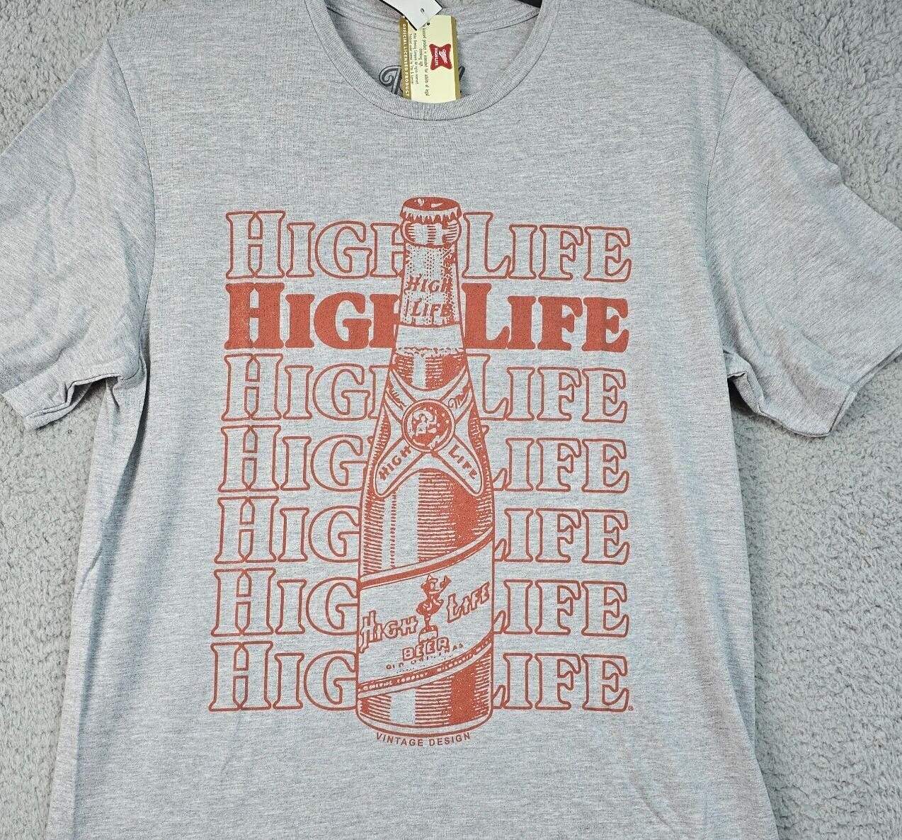 MILLER HIGHLIFE BEER Shirt Mens Medium Gray Casual BREWING Lager Party Bar NWT