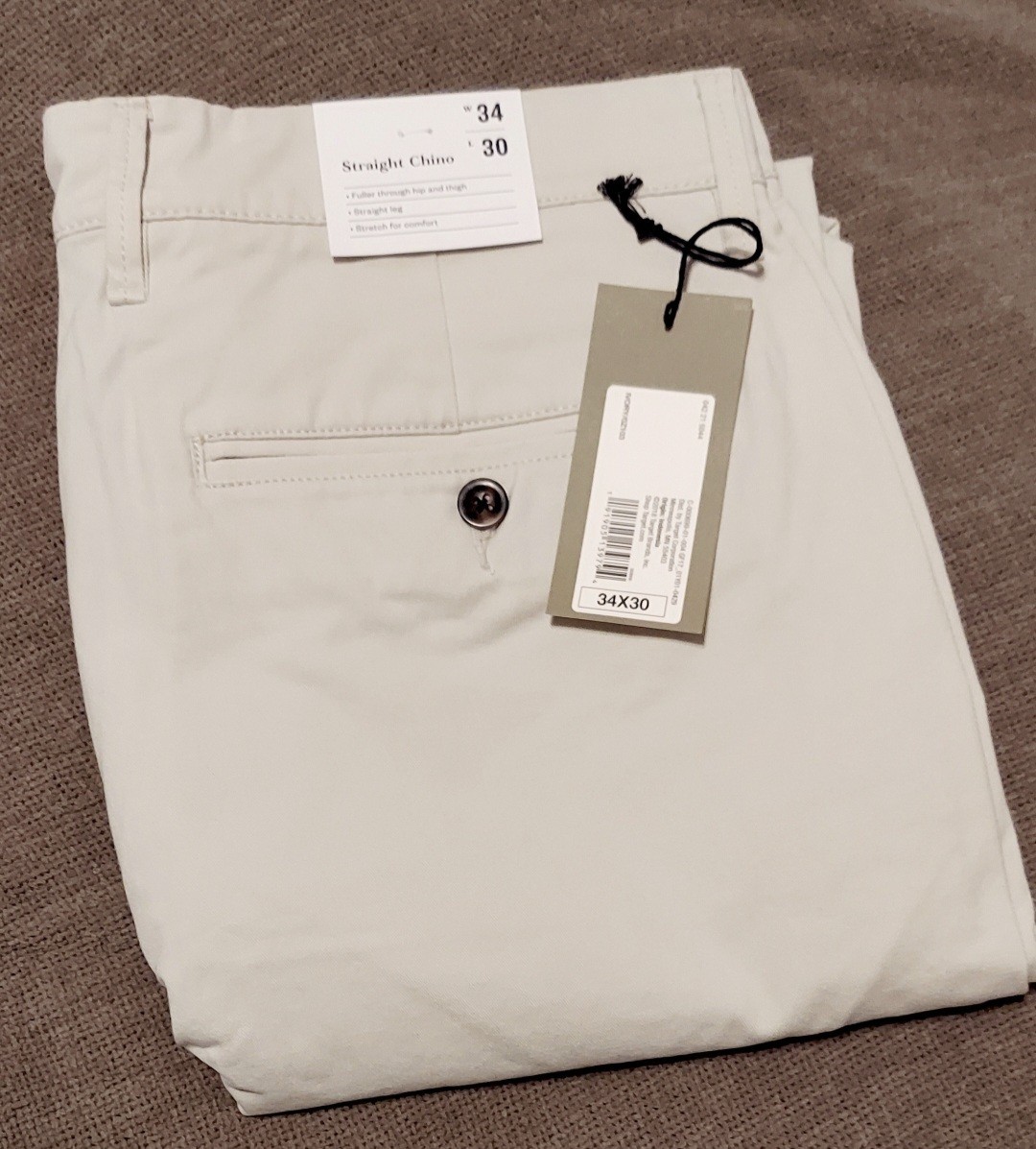 34 X 30 Men’s Hennepin Straight Chino Pants Goodfellow & Co NEW Color: Ivory