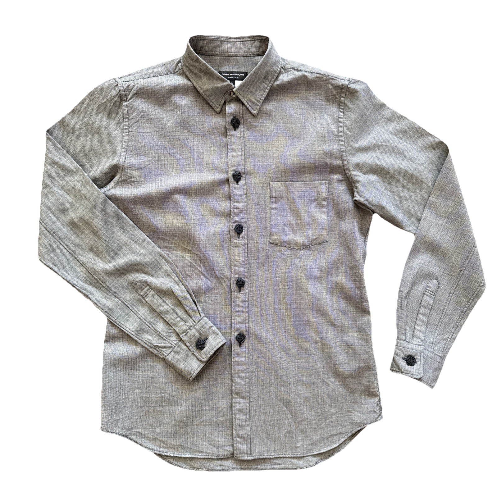 Comme des Garcons Homme Plus Shirt Men Medium Gray Wool Silk Made in Japan