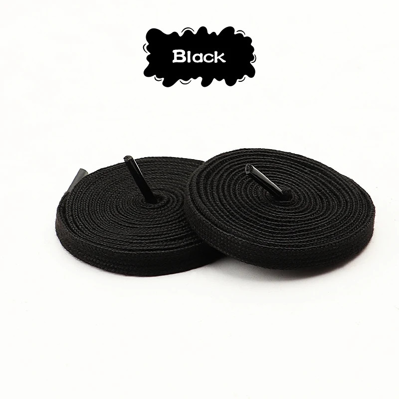 1 Pair Classic Pure Cotton Flat Shoelaces 0.8cm Width Sports Canvas Laces for Me