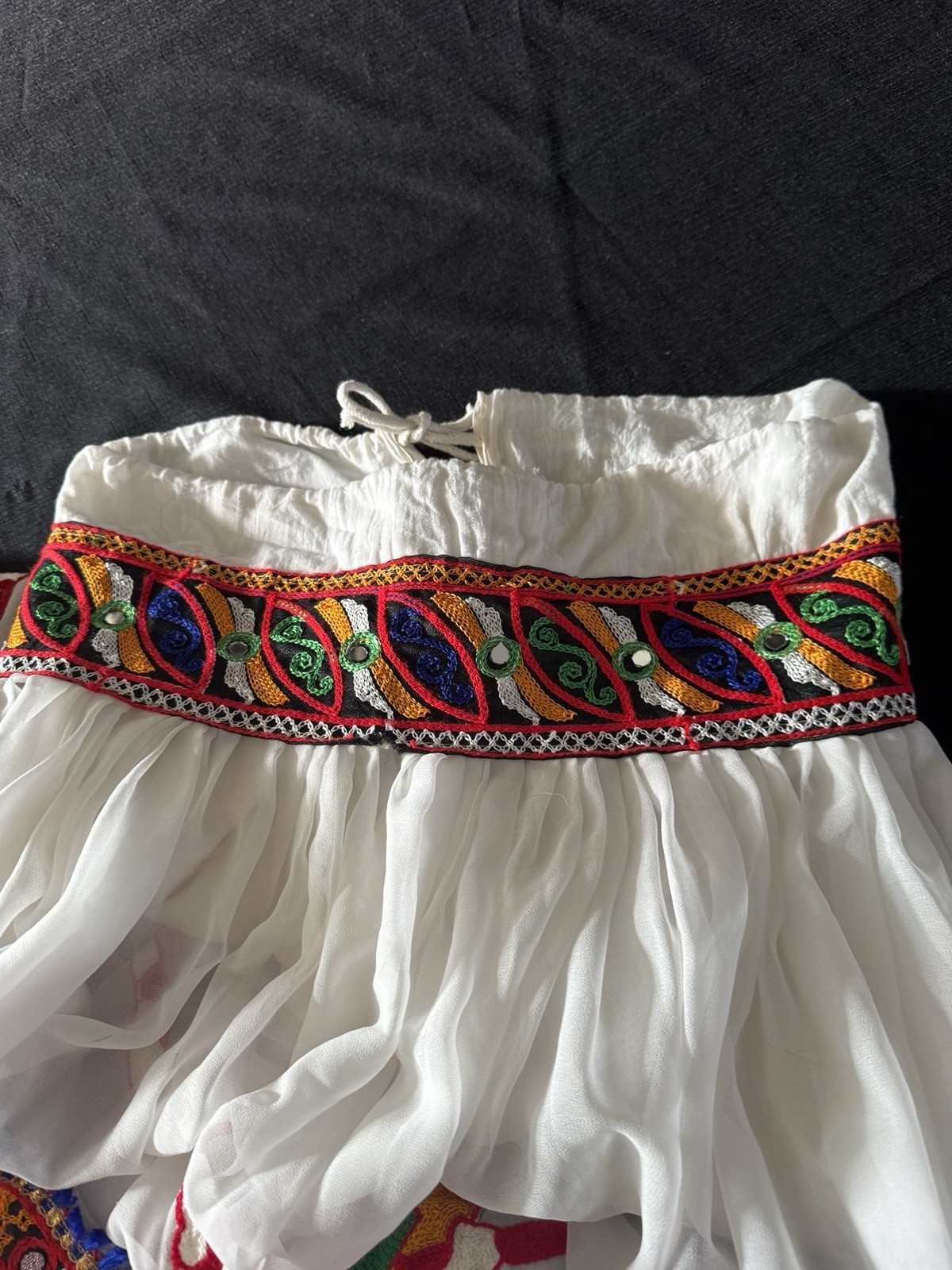 Embroidered Skirt White With Multi Colored Embroidery Mirror Navratil Celebrates