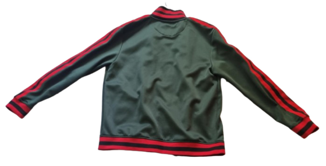 Olive Green Red Black Stripe Full Zip Track Jacket Retro 90s Streetwear Athletic