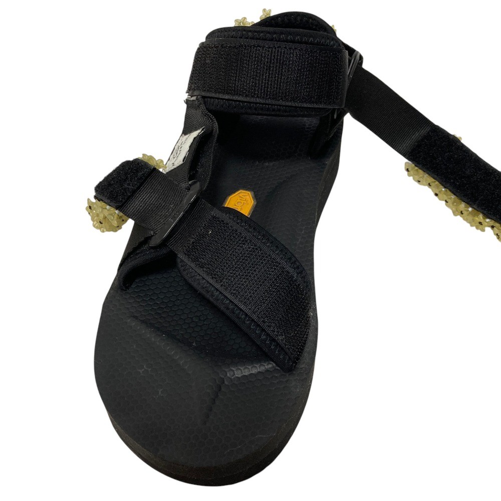 SUICOKE × CECILIE BAHNSEN Maria Flower Bead Sandals 9.1″” Black Women USED