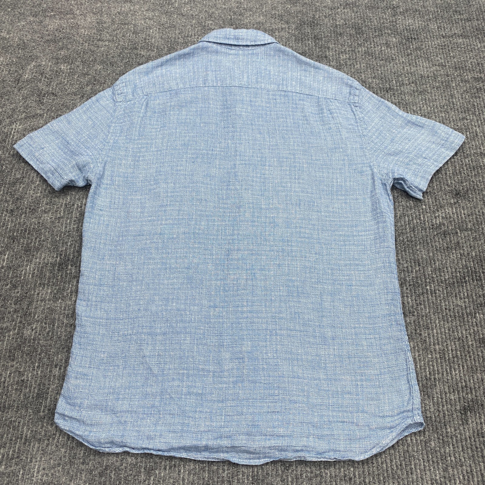 Faherty Shirt Mens Medium Blue Laguna Linen Short Sleeve Button Up Beach Casual