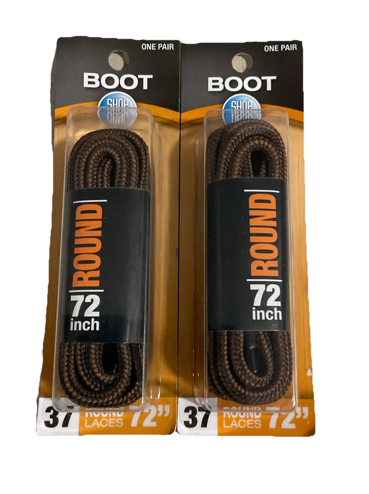 Lot of 2 Pairs 72″ Round Boot Laces for Men and Women Polyester Brown