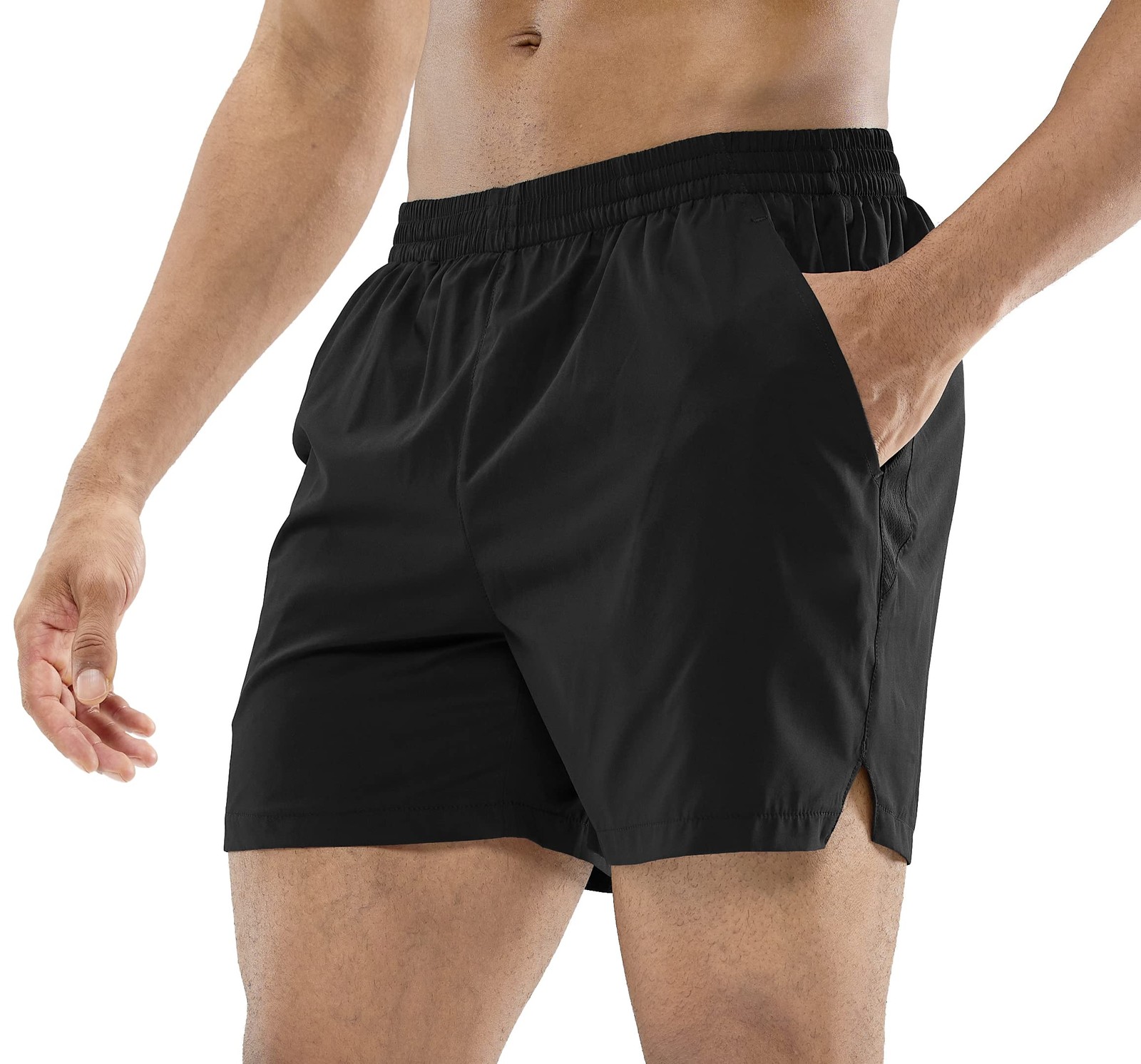 Men’s Workout Running Shorts Quick Dry Active 5 Inches Shorts with Pockets, L…