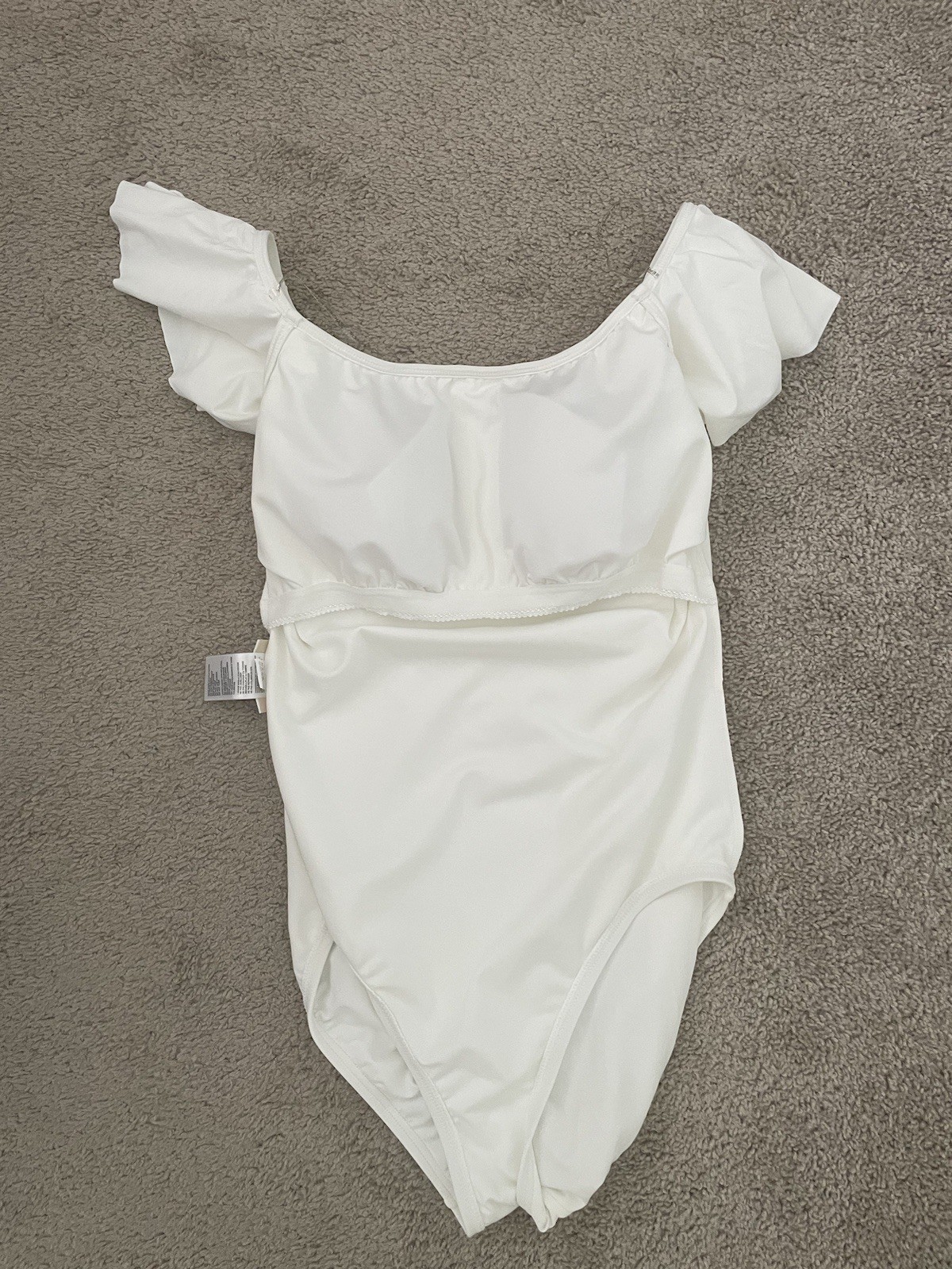 Michael Kors White One-Piece Swimsuit Ruffle Off Shoulder Women’s Size 10