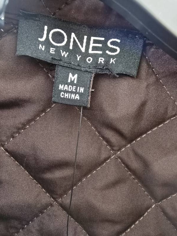 Jones New York Diamond-Quilted Button-Up Jacket Women’s M Cola Collared L/S