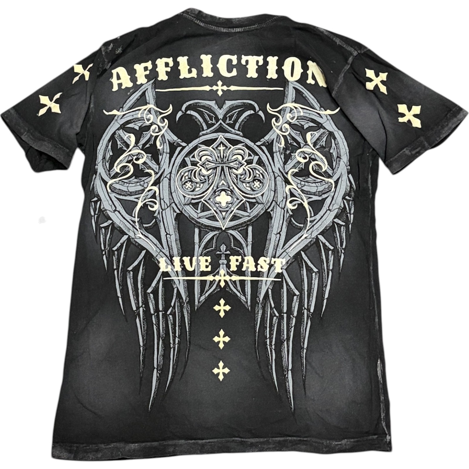 AFFLICTION Black ROYALE Short Sleeve Slim Fit Y2K T-shirt MMA Elite NWT