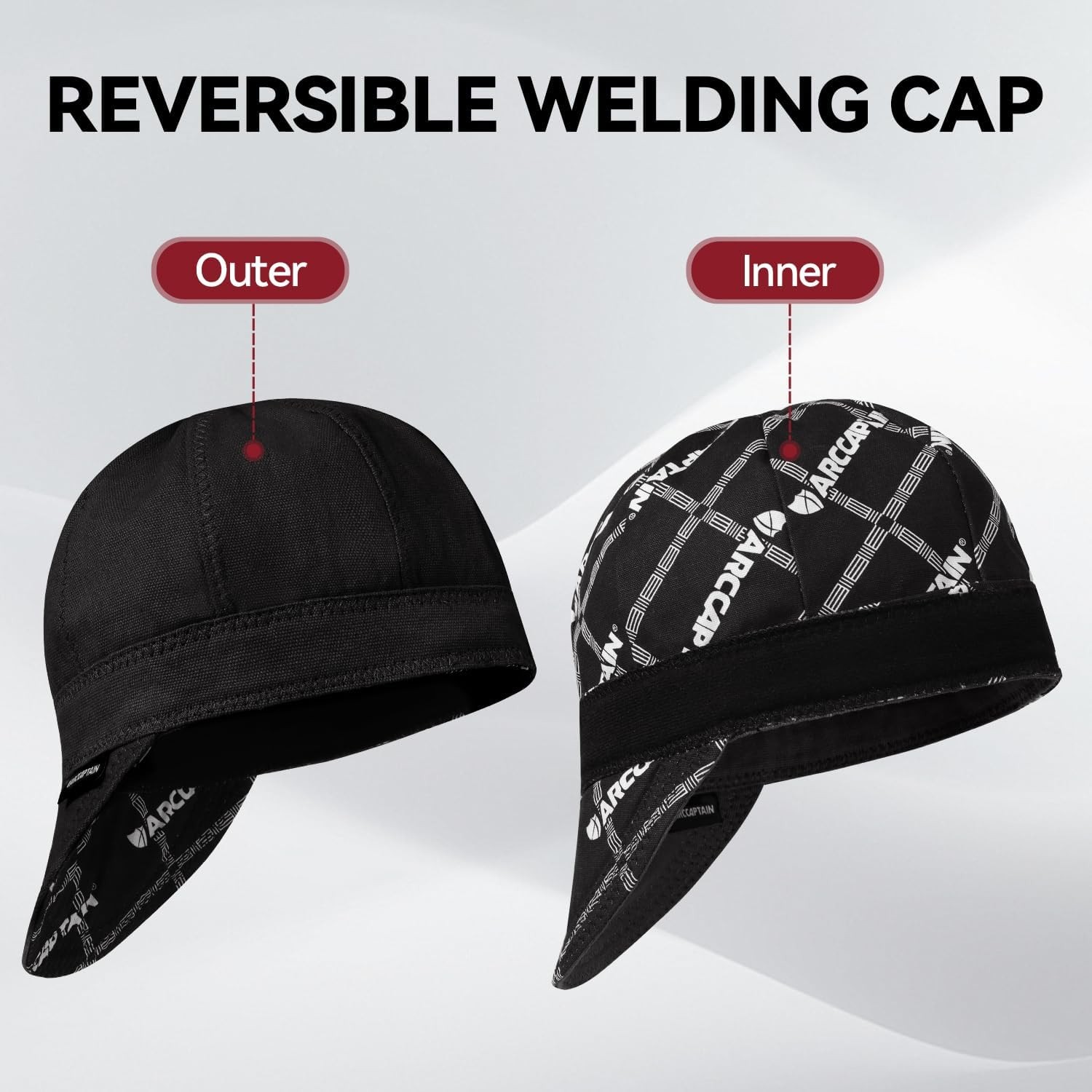 ARCCAPTAIN Reversible Welding Cap Protective Welders Cap Fireproof Size 7 1/4