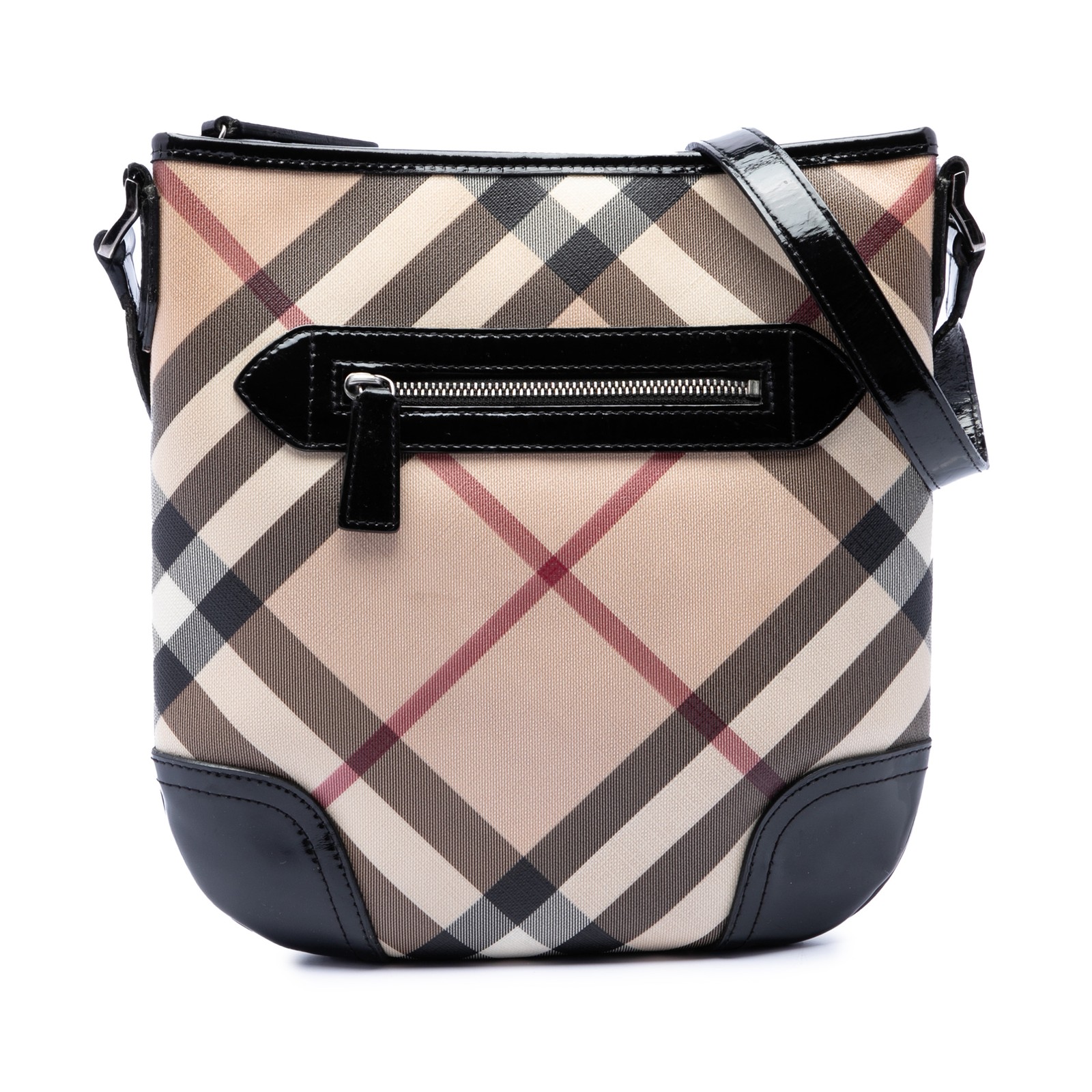 Burberry Supernova Check Coated Canvas Dryden Crossbody Pre-Loved Bag Beige
