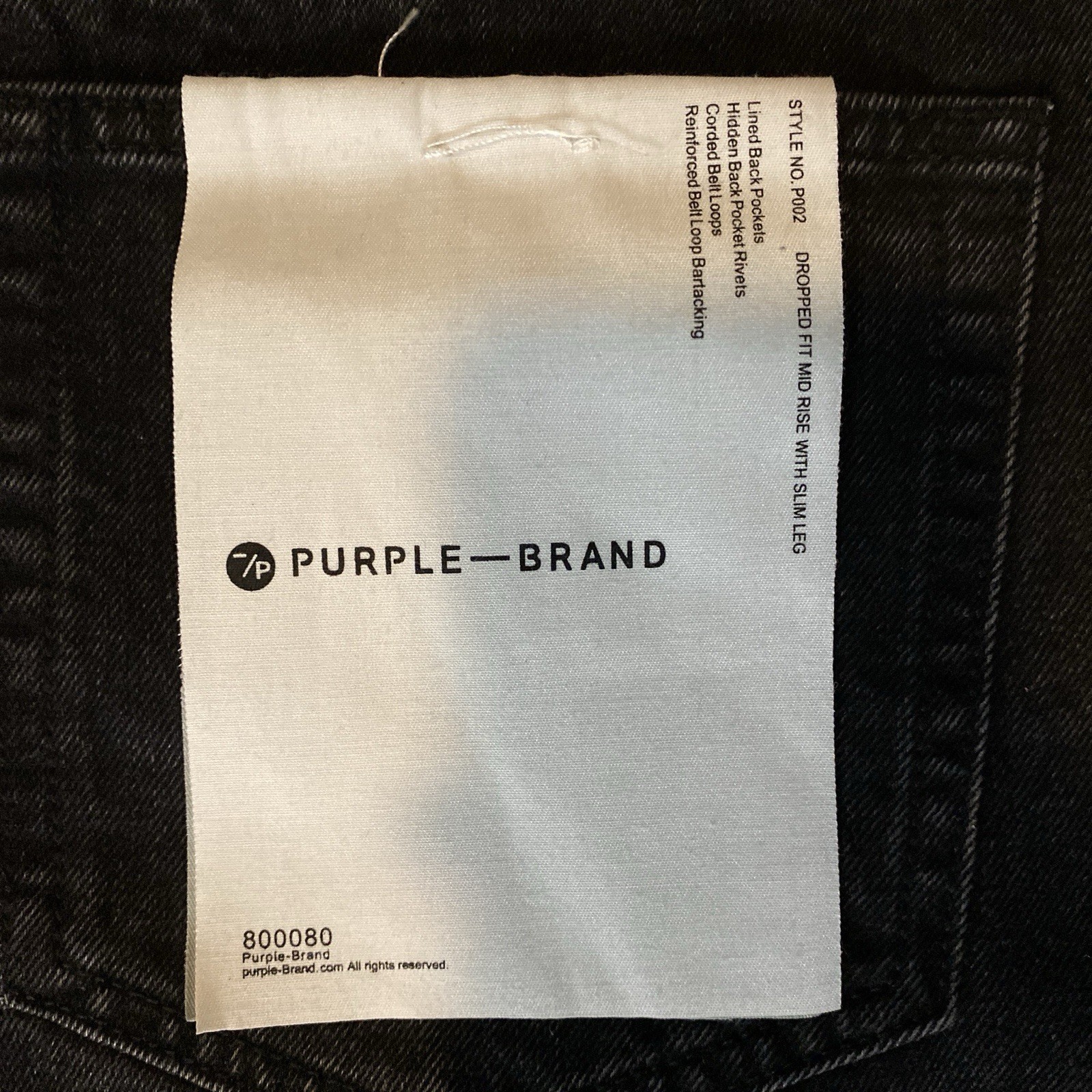 PURPLE BRAND Dropped Fit Black Dark Wash Slim Denim Jeans Rhinestone 5-Pocket