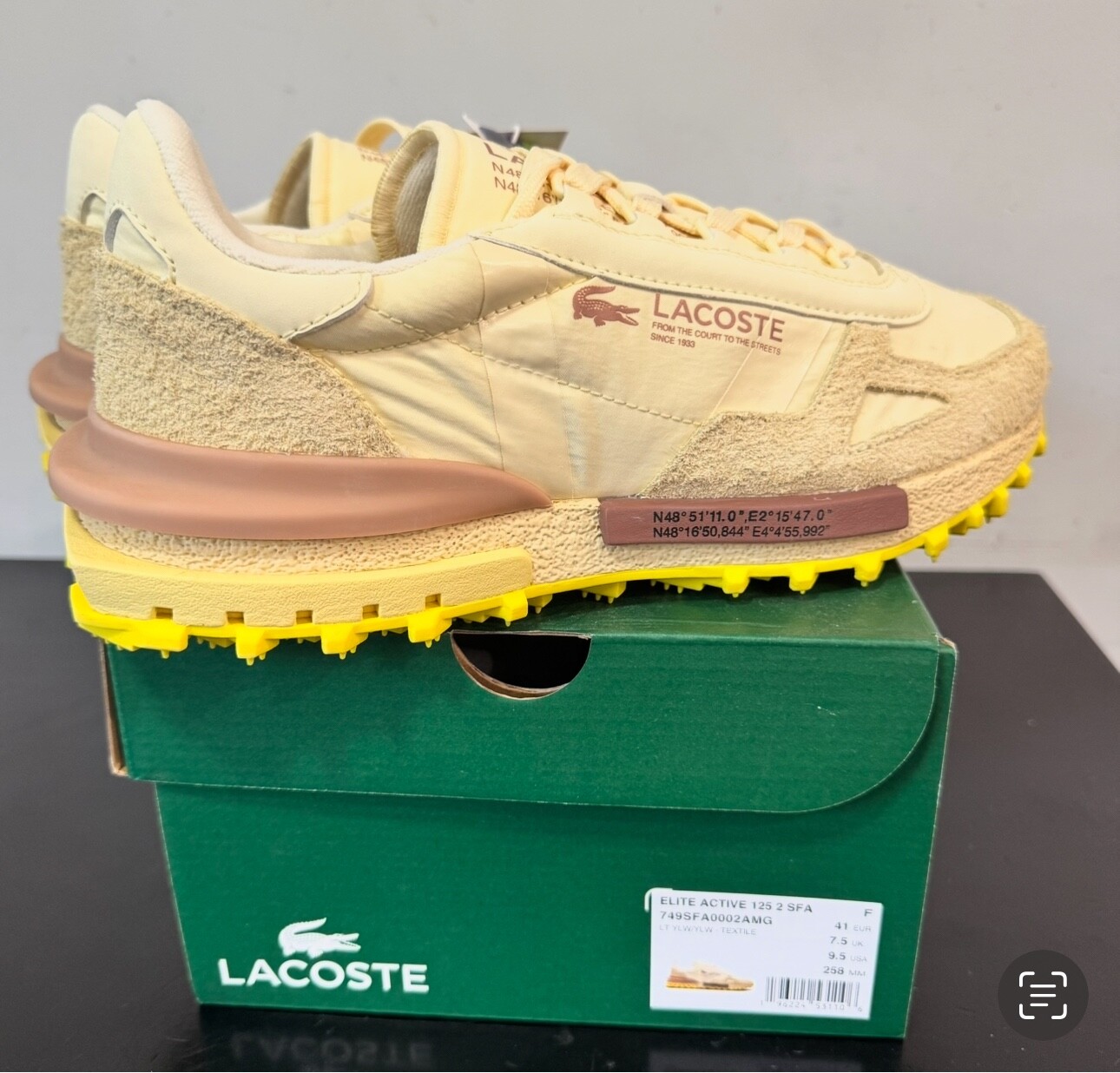 Lacoste ELITE ACTIVE 2025 Women’s Sneakers Light Yellow/Yellow. US Sizes 5 to 10