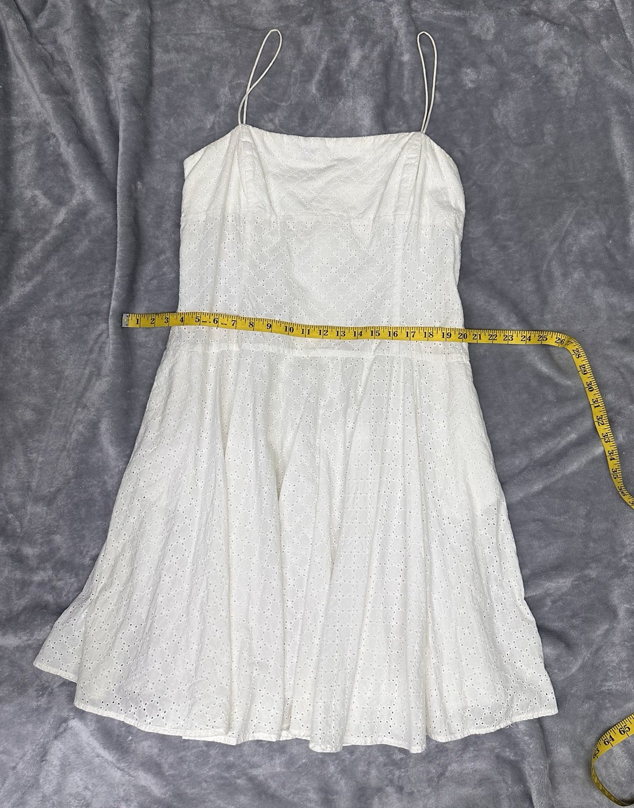American Living White Eyelet Sundress Size 16 Straight Neck Zip