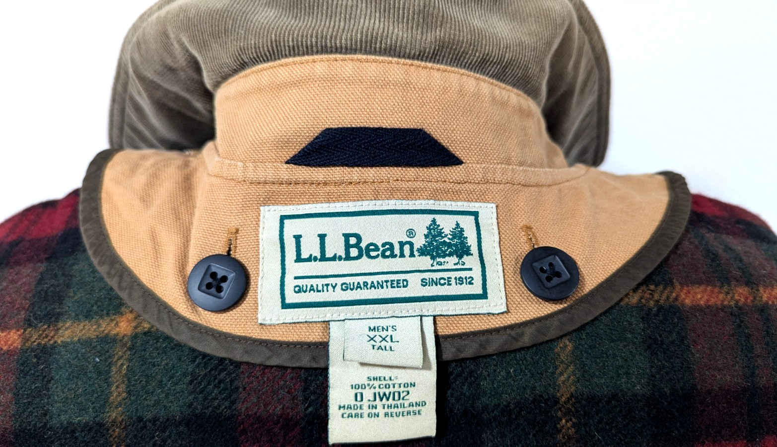 Vtg LL BEAN Barn Chore Coat Tan Canvas Red Plaid Wool Lining Men’s XXL TALL EUC*